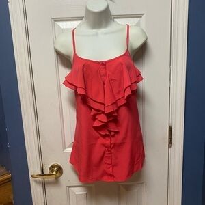 Coupe collection Woman’s Sleeveless Ruffle Blouse Top Shirt Pink sz 8/10